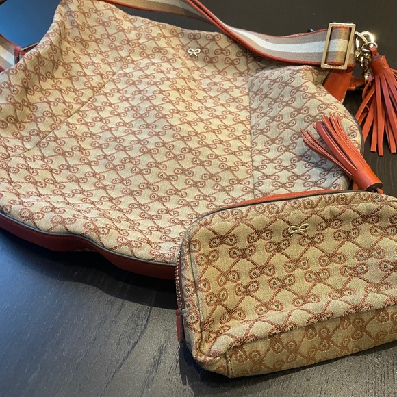 Vintage Anya Hindmarch Monogram Shoulder Bag with Pouch - Picture 1 of 7